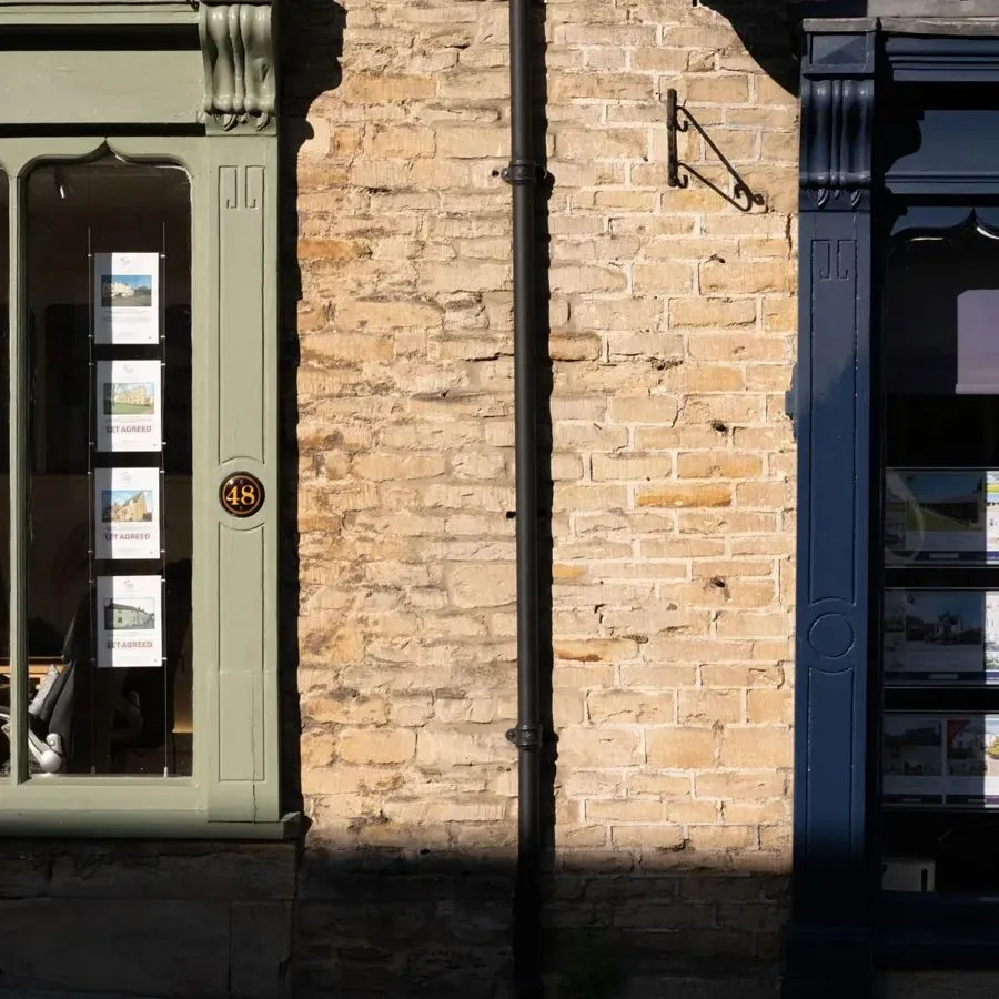 A shopfront on a brick high street